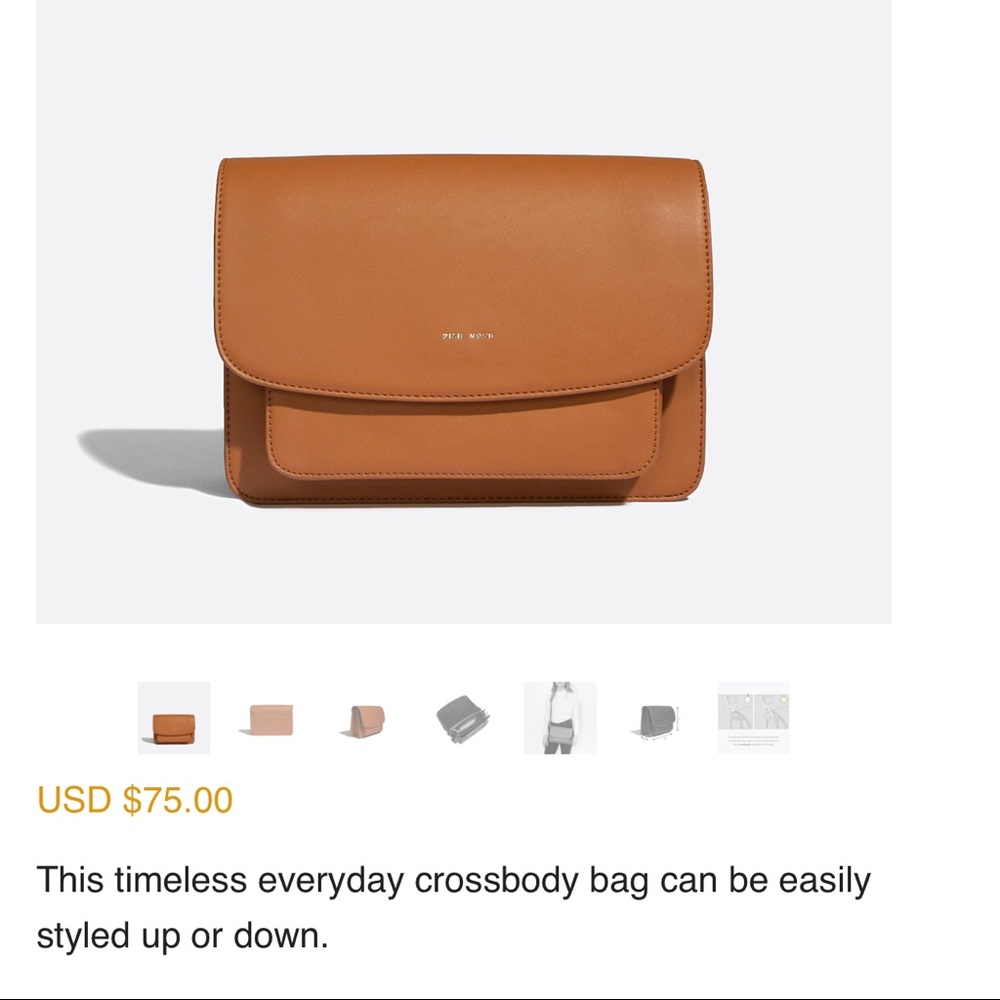 VEGAN- NEW Pixie Mood Zoe Cognac Crossbody bag